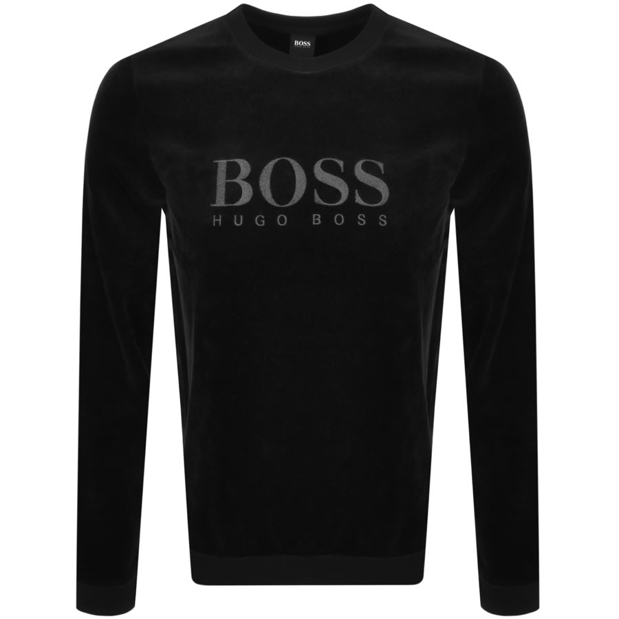 Alternative Image for ProductBOSS Bodywear Velour Crew Neck Sweatshirt Black1